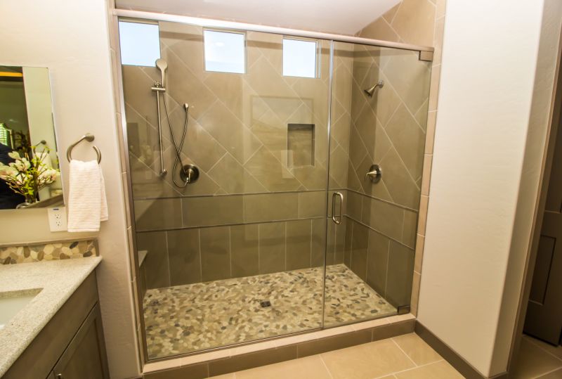 Shower with Textured Wall Tiles